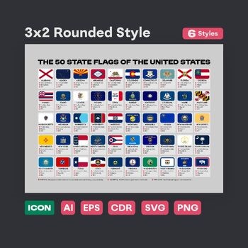 50 United States State Flags Clipart SVG Bundle | 618 Files