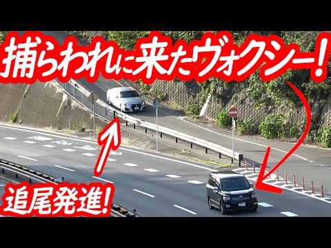 絶妙なタイミングで捕まりに来たヴォクシー！戦闘態勢を整える間も無い覆面パトカーが追尾検挙の瞬間！【覆面パトカーと白バイによるスピード違反取り締まり】