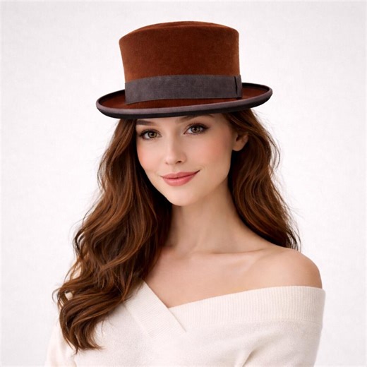 Brown Wool Felt Top Hat Bowler Derby Vintage Victorian Steampunk Mens Womens - Etsy