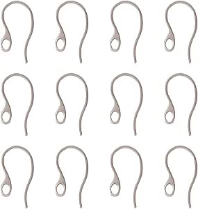 Pandahall 100pcs 304 Stainless Steel Earring Hooks 21.5x11x1mm with Loop Hole Ear Wire Findings for DIY Jewelry Making
