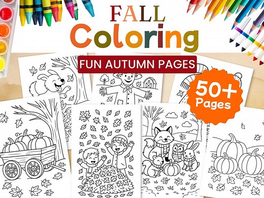 50+ Fall Coloring Pages for Kids | Autumn Printable Activity Pack | Preschool & Kindergarten Coloring Sheets | PDF Download - Etsy