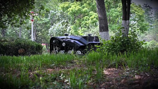 Gigantic Autonomous Lawn Mowing Robot in Action