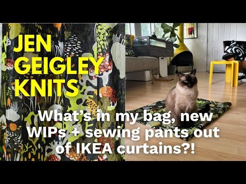 What’s in my bag? Sewing IKEA curtain pants, short row neck shaping tutorial, new WIPs & more!