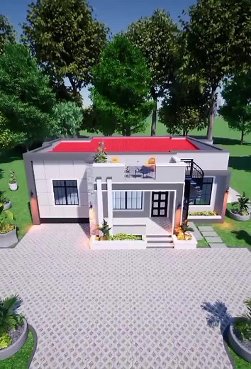 Modern 3 Bedroom Hidden Roof House Design Inspiration