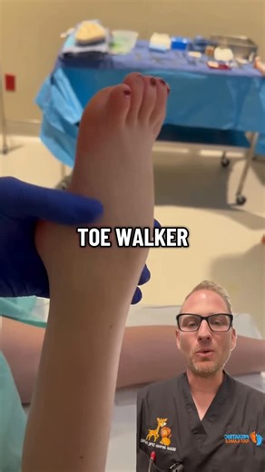 Pediatric Foot & Ankle on Instagram: "Out-of-state patient behind the scenes before surgery 👣✈️ This patient presented with severe toe walking caused by a gastroc-soleus equinus contracture. Their ankle position was at 90 degrees, and they were unable to dorsiflex past 45 degrees — a significant limitation that impacts gait, balance, and long-term function. In this video, we walk through the surgical planning and show the post-op correction — demonstrating what’s possible when the proper diagno