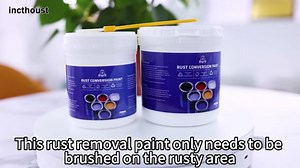 Weatherproof Rust Converter Paint For Metal,Rust Remover for Metals and Primer,Water-Based Industrial Anti-Rust Metallic Paint with Brush (Gray)