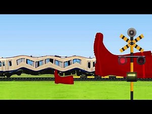 異物がくっ付いた踏切カンカンとペシャンコになる電車