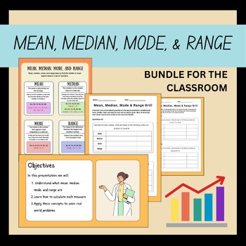 Mean, Median, Mode & Range Guides and Worksheets for Data Management