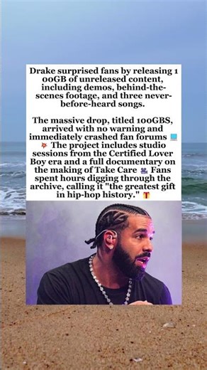 Drake Breaks Silence with 100GB Unreleased Content Drop #Drake #100GBS #Unreleased