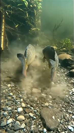 Relaxing Underwater Nature: Carp Fish Feeding on Riverbed (4K) #fish