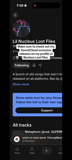 Make sure to check out my SoundCloud exclusive releases on my profile Lil Nucleus Lost Files.