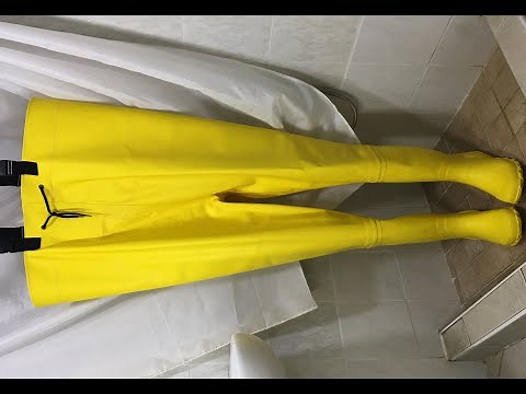 VERY HEAVY RUBBER THICK SOFT UNLINED YELLOW WADERS GUMMIANZUG WATHOSE ca. 1,2MM 4,5 KG ULTRA RARE