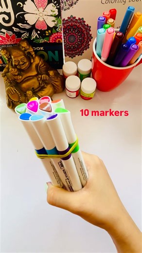1 marker vs 5 markers vs 10 markers (who will win ?🤩) #challenge #trending