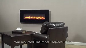 PuraFlame Serena 50 Inches Wall Mounted Linear Electric Fireplace with Log Set & Crystal, Adjustable Flame Color and Speed, 750 / 1500W Heater, Remote with Timer, 50.38 x 5.44 x 21.63 inches, Black