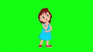 Download Cartoon girl thinking, expressions, puzzled, solving problem, thinks, idea, green screen 2d animation for free