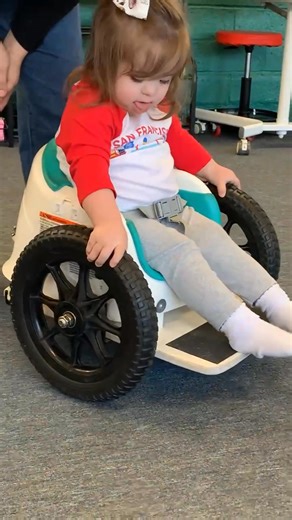 Violets first day using a wheelchair. ☺️ #PhysicalTherapy -#DownSyndromeAwareness #T21 | Laura Patterson