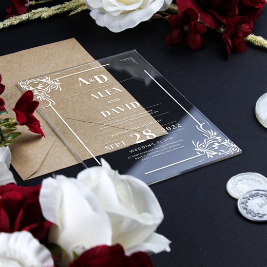Acrylic Wedding Invitation: Custom Elegant Party Invites - Etsy