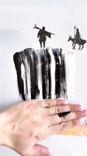 the ability to paint cliffs using only the palms of the hands #paint #cliffs #palm #hands