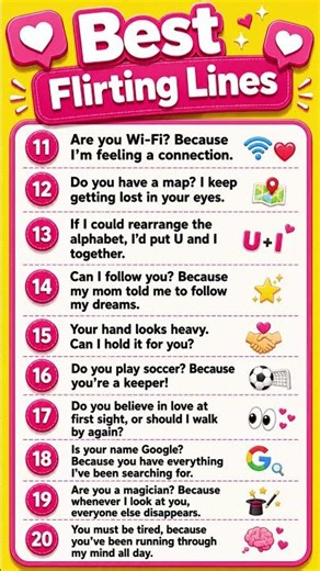 10 Best Flirting Lines ❤️ | Funny & Cute Pickup Lines | English Practice #Shorts