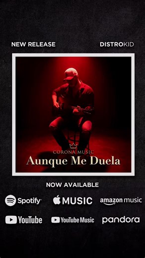 Sammy Corona on Instagram: "🚨 Streaming Live: Aunque Me Duela — Corona Music 👑 🙏🔥 Show some love & support — 🎧 stream it now • ✅ save it • ➕ add it to your playlist • 📲 share it Available on 🎵 Spotify / 🍎 Apple Music / 🛒 Amazon Music / ▶️ YouTube / 🎶 YouTube Music / 📻 Pandora ________________________________________________ 🚨 NUEVO LANZAMIENTO: Aunque Me Duela — Corona Music 👑 Échenme el apoyo y el cariño — 🎧 escúchala ya • ✅ guárdala • ➕ agrégala a tu playlist • 📲 compártela Disp