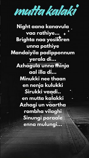 Mutta kalaki song🎧(Lyrics) #tamilsong#muttakalaki#lyrics