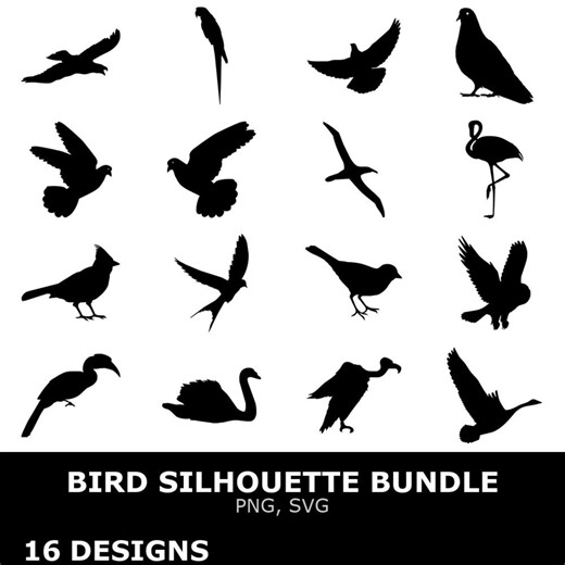 Bird Silhouette SVG Bundle, Bird Silhouette Clipart, Cutting Files for Cricut - Etsy