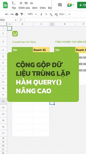 Cộng gộp dữ liệu trùng lặp và sắp xếp lại bằng hàm QUERY trong Google Sheets - Google Trang Tính - Tin học văn phòng #tinhocvanphong #googlesheets