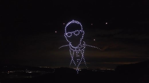 200 drones outline the form of Pope Francis atop Spain's iconic Montserrat Abbey