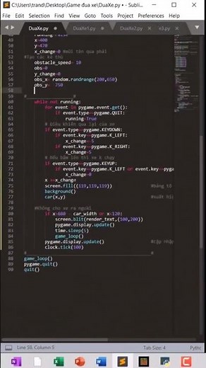 Code Game Đua Xe Bằng Python