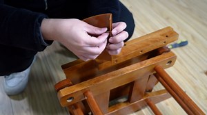 Solid Wood Rocking Glider Chair with Ottoman Cushion Set, Antique Rocking Chair with Arm Rest for Nursery Living Room Bedroom, Brown Yellow