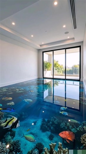 “There Are Fish Under This Floor… 😳” #epoxyfloor #satisfying #fish