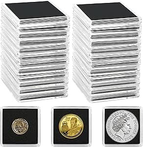Uncle Paul 25 PCS Coin Capsules, Coin Snap Holders with 5 Sizes Black Gaskets 20/25/30/35/40mm, Clear Coin Cases for Coin Collection Supplies Silver Dollar Pounds Cents