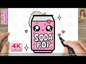 How to Draw a Cute Soda Pop | Easy Kawaii Soda Can Drawing for Kids - Videos For Kids