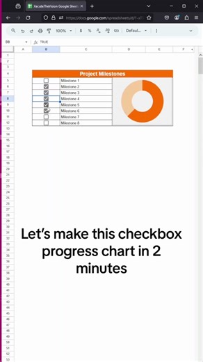 Checkbox progress chart full tutorial in 2 minutes #tutorials #tutorial #excel #googlesheetstips #learnontiktok