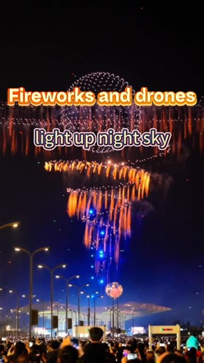At an international fireworks festival in China's Liuyang, an impressive show blending splendid fireworks with over 10,000 drones lit up the night sky. #China #Sky #Fireworks #Drone #Show | China Xinhua News