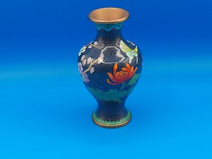 Chinese Cloisonne Vase: Cobalt Blue Cherry Blossom, Butterfly Design - Etsy