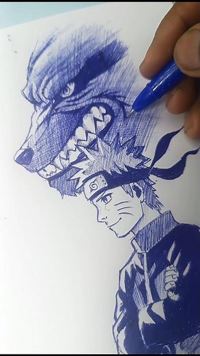 Nine Tails 🔥x Naruto Drawing 🥶