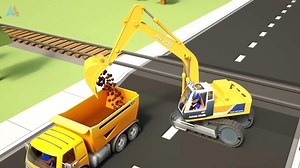 挖掘机翻斗车水泥搅拌车过来铁道路口修建红路灯和关卡_哔哩哔哩_bilibili