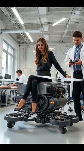 women try drone robot at expo #robotics #robot #dronerobot