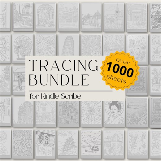 XL Tracing Bundle for Kindle Scribe: 1000  Flower, Travel, Cafe, Paris, Oceans, Fairy Tales, Mandala and Nature Inspired Tracing Sheets - Etsy