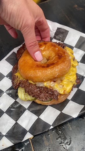 Delicious Secret Menu Donut Smash Burger from Smashed NYC!