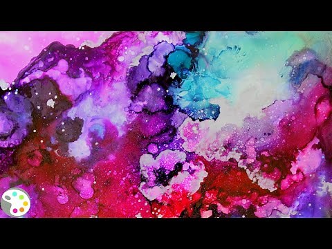 Acrylics with Alcohol Inks | Easy Nebula - Galaxy Playful Painting