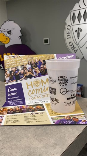 With Homecoming in ONE WEEK (!) here’s a sneak peek at this year’s Homecoming Cup ready to be filled at DuBrew! A huge thank you to all our sponsors and brewers who make this event so successful each year. We are looking forward to welcoming you back to campus and sharing a “Cheers!” at DuBrew. Go Duhawks! Register for DuBrew and all your favorite events today!🔗loras.edu/homecoming THANK YOU! WCC Brands Custom Apparel, Guard Street, Forever Ready Productions, Key City Vision Center, Cobra Verde