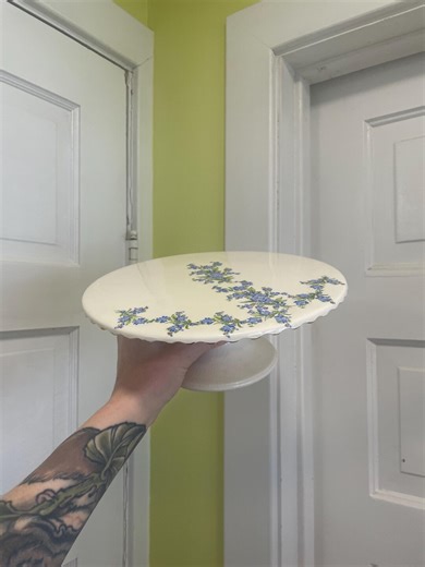 Vintage Painted Cake Stand/midcentury Cake Platter Gold Leaf and Forget-me-nots - Etsy