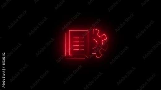 PDF File with Setting Gear Icon Animation, Digital Document Processing Loop, Animated Tool and Document Symbol