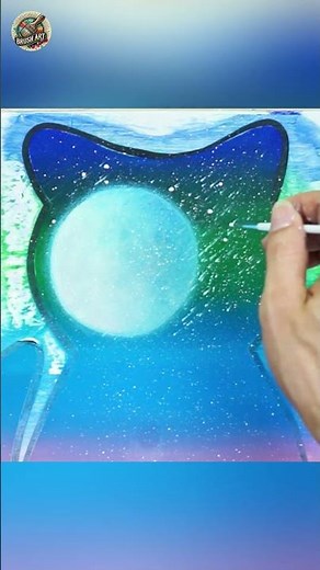 How to Paint a Cat Silhouette with Sunset City View | Easy Art