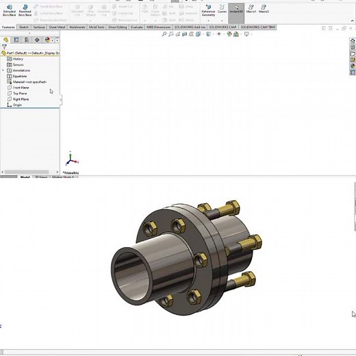 Couple Flange Animation in SolidWorks