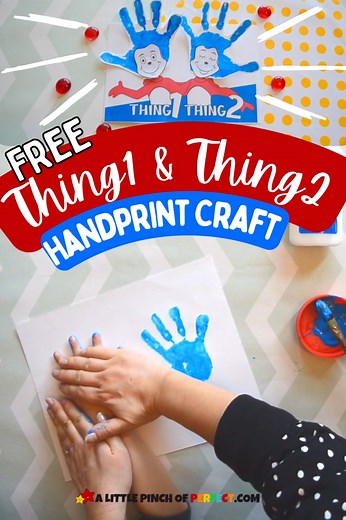 6.7K views · 61 reactions | How to make a Thing 1 and Thing 2 Handprint Craft for Dr. Seuss Day! (FREE TEMPLATE) | A Little Pinch of Perfect | Facebook
