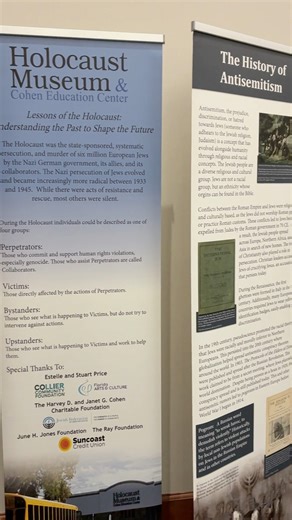 We are honored to partner with the Holocaust Museum & Cohen Education Center to present this impactful pop-up exhibit. Learn about Jewish life from 1933–1945, the rise of the Nazi Party, the history of antisemitism, & the Holocaust’s impact on families, while listening to survivor testimonies of resilience, remembrance, & hope through interactive QR codes. - Headquarters Library: January 15–20 - South Regional Library: January 26–30 | Collier County Public Library