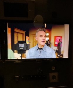 9K views · 434 reactions | Robbie Williams Sporting his double denim..at his Pride And Prejudice Exhibition for his art and Inklings at the Moco Musuem Amsterdam today. jeroengortworst And through it aaaaallllllllllll  Robbie guided around his own exhibition...  Team RWFanfest <3 | Robbie Williams Fanfest | Facebook